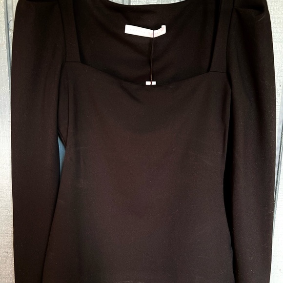 Susana Monaco black long sleeve square neck top puff sleeve capsule S NWT - Picture 3 of 7
